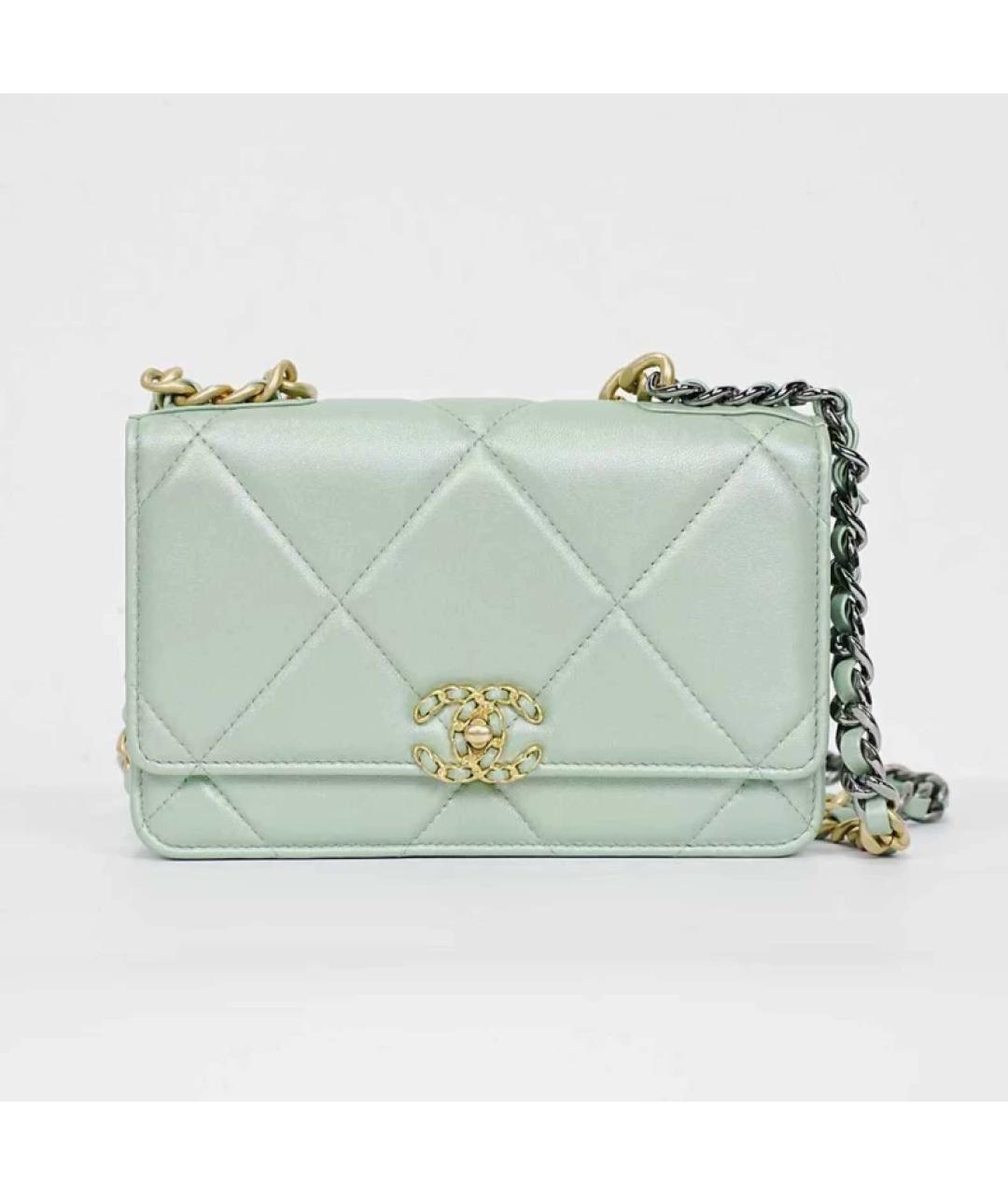 CHANEL Зеленая кожаная сумка с короткими ручками, фото 9