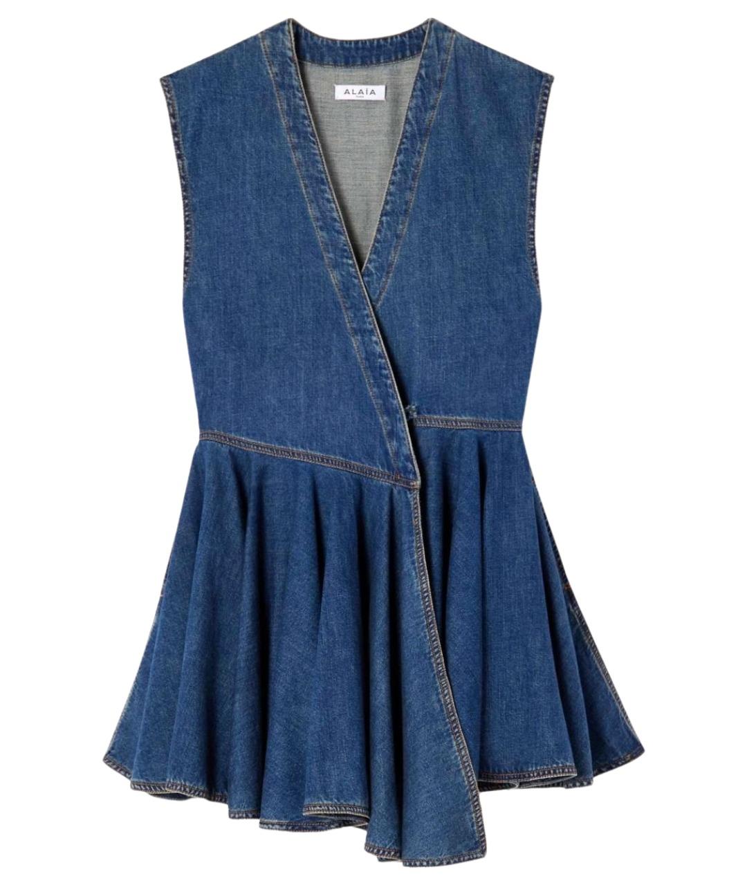 ALAIA Синее хлопковое коктейльное платье, фото 1