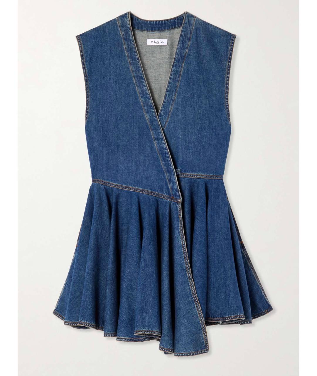 ALAIA Синее хлопковое коктейльное платье, фото 10