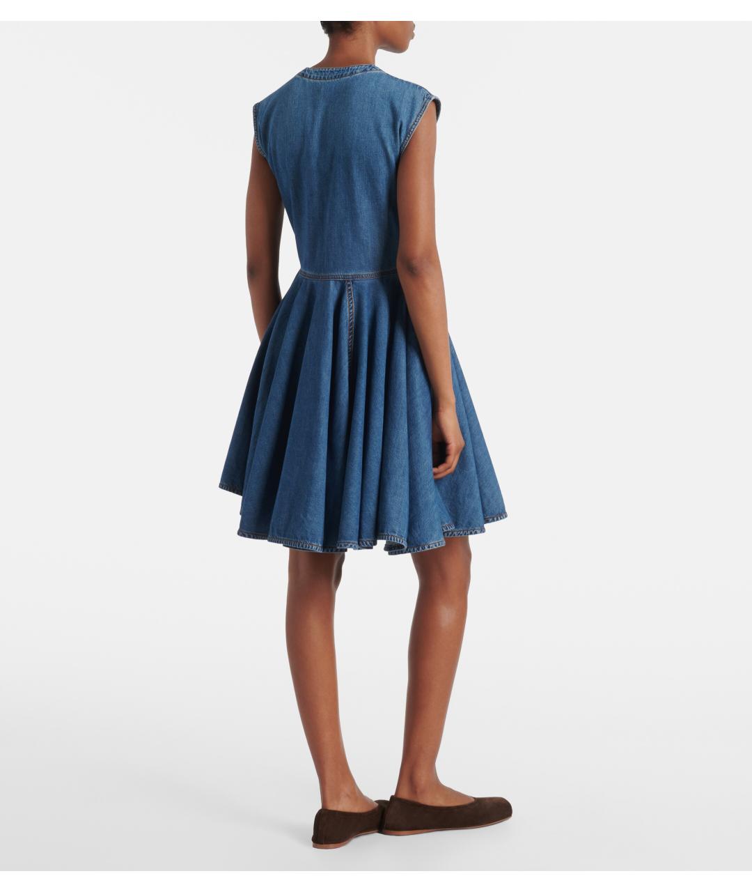 ALAIA Синее хлопковое коктейльное платье, фото 5