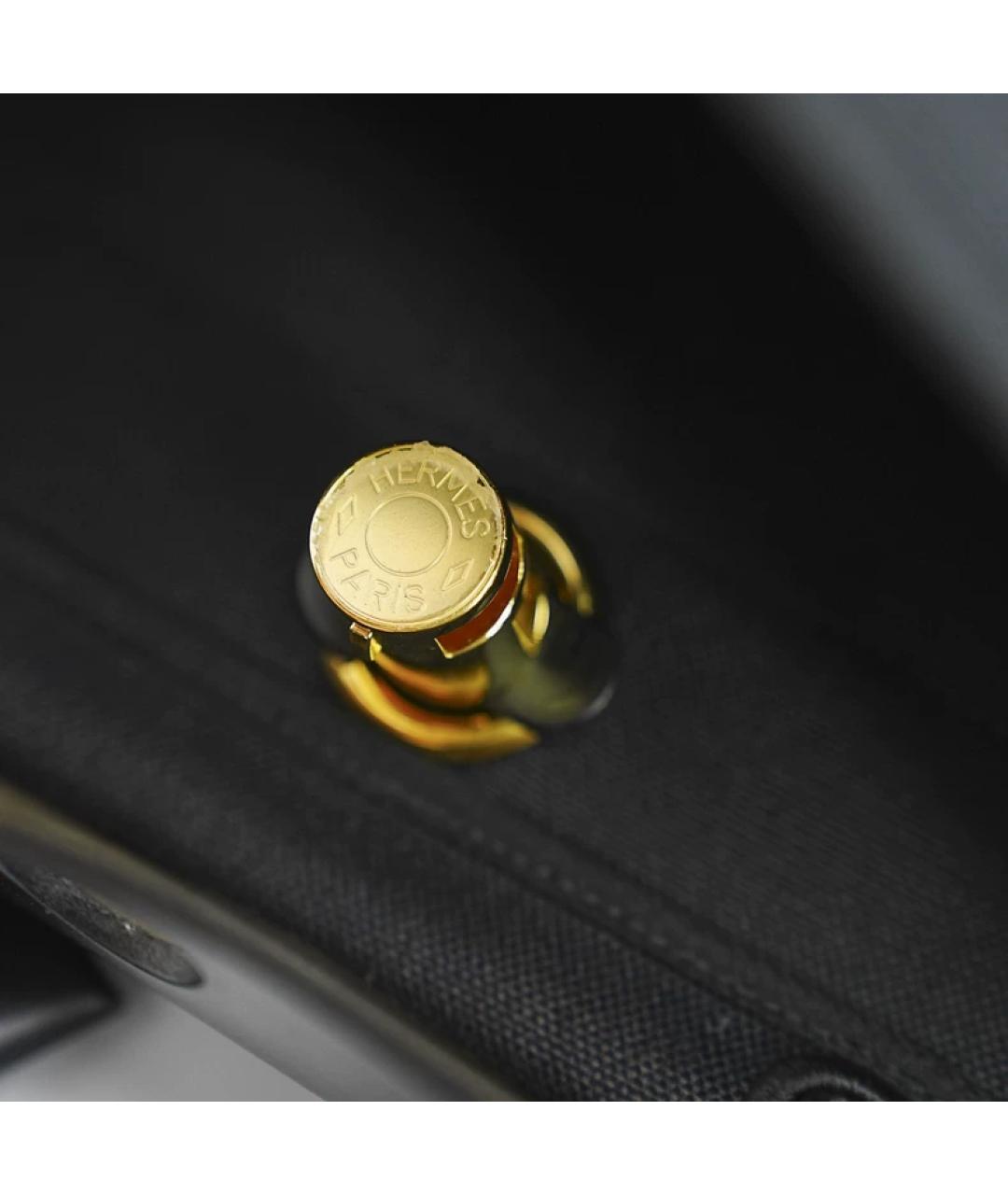 HERMES Черная кожаная сумка с короткими ручками, фото 8