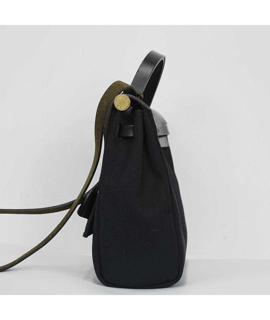 HERMES Черная кожаная сумка с короткими ручками, фото 4