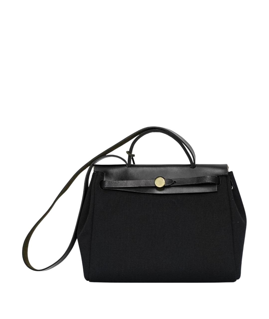 HERMES Черная кожаная сумка с короткими ручками, фото 1