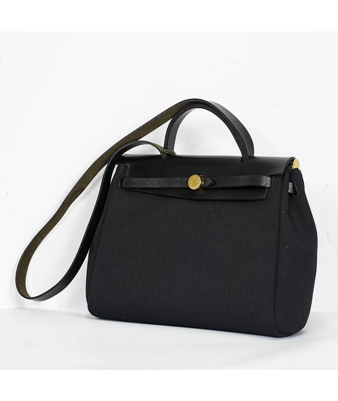 HERMES Черная кожаная сумка с короткими ручками, фото 2