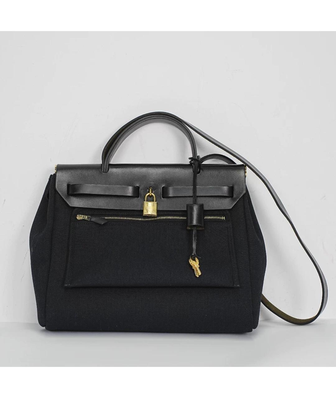 HERMES Черная кожаная сумка с короткими ручками, фото 5