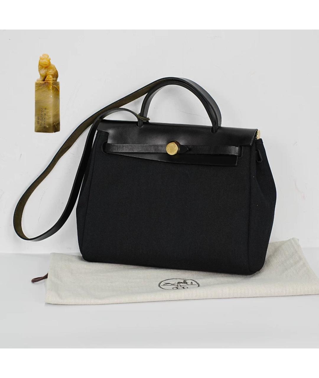 HERMES Черная кожаная сумка с короткими ручками, фото 9