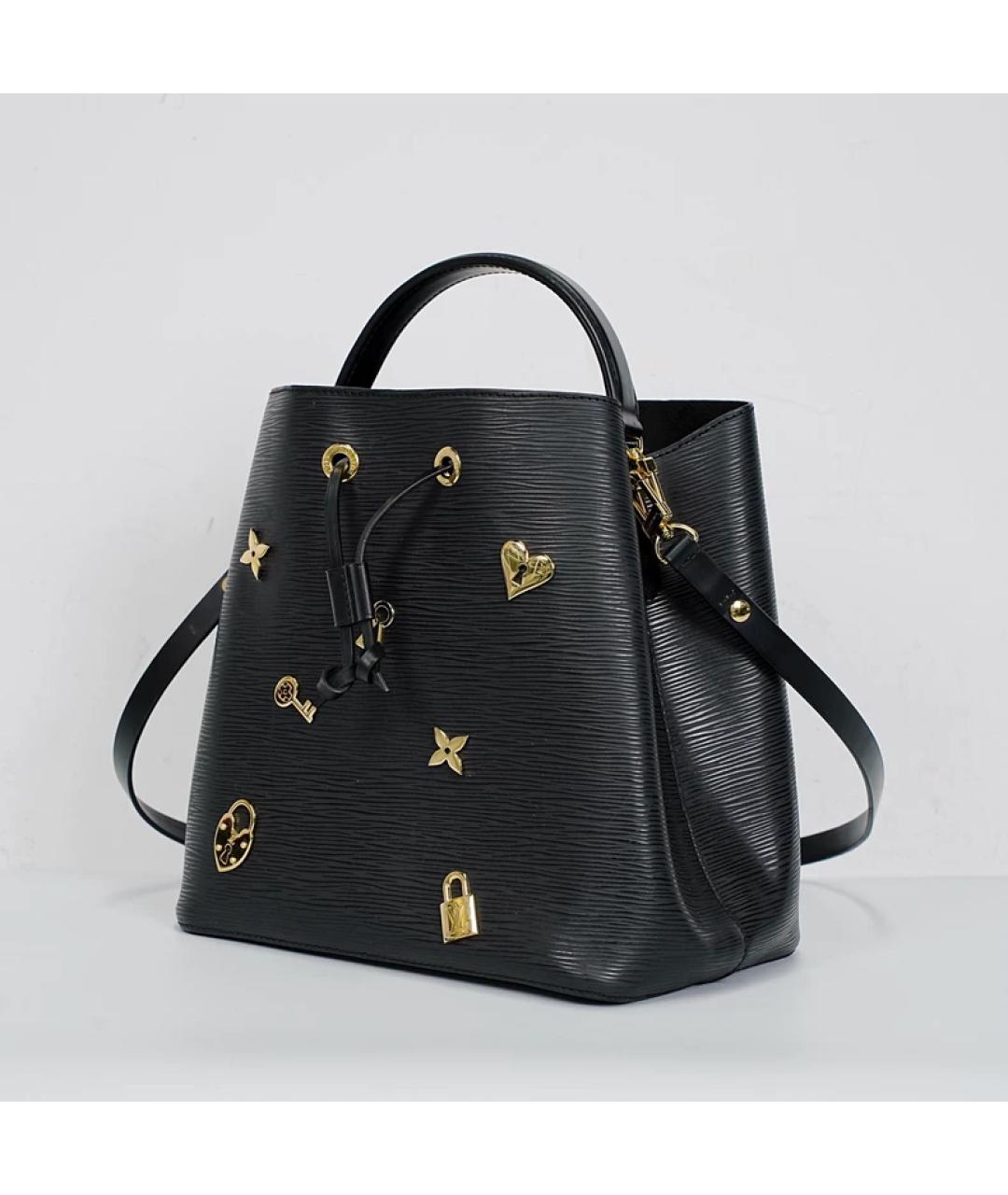 LOUIS VUITTON Черная кожаная сумка через плечо, фото 3