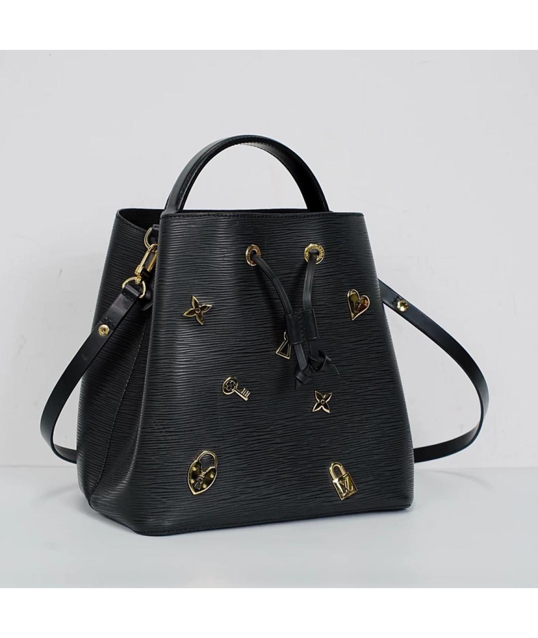 LOUIS VUITTON Черная кожаная сумка через плечо, фото 5