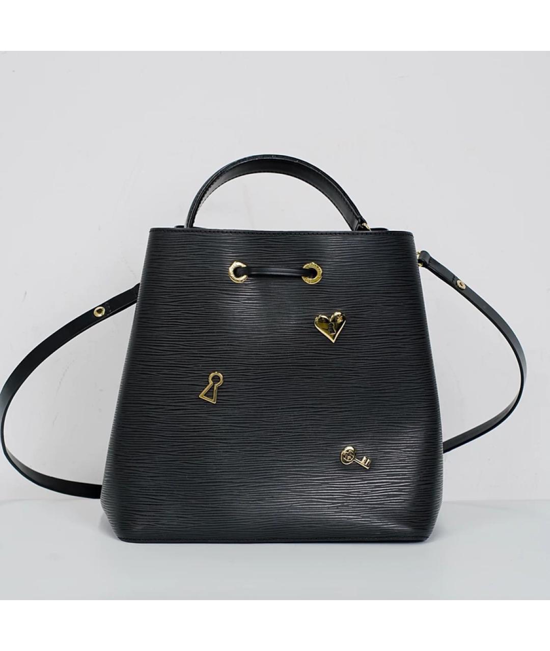 LOUIS VUITTON Черная кожаная сумка через плечо, фото 4