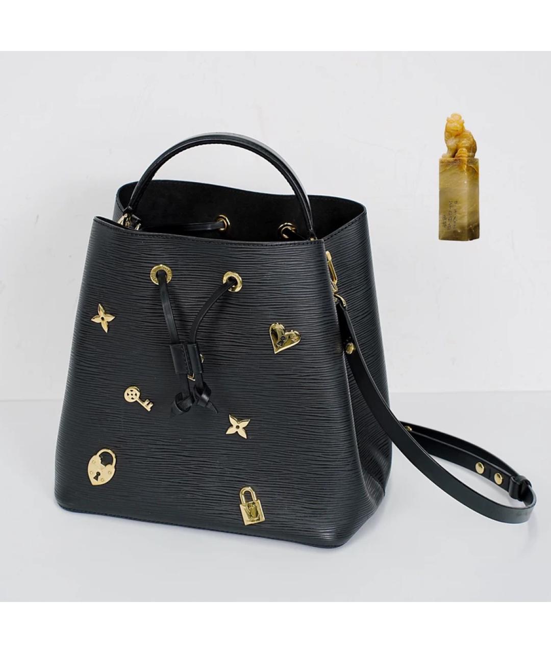 LOUIS VUITTON Черная кожаная сумка через плечо, фото 9