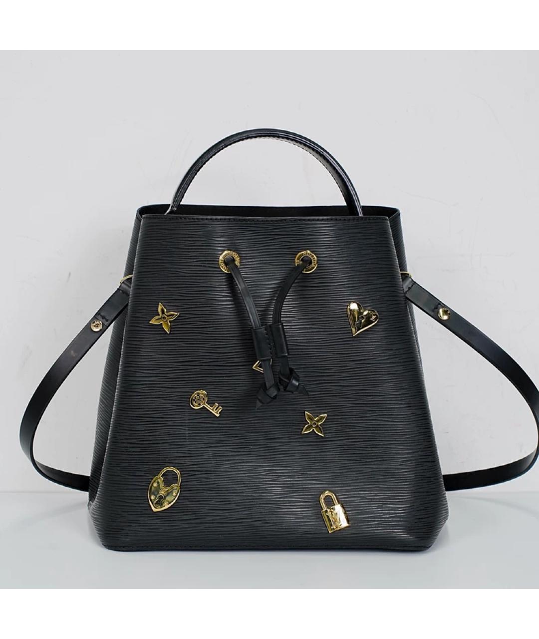 LOUIS VUITTON Черная кожаная сумка через плечо, фото 10