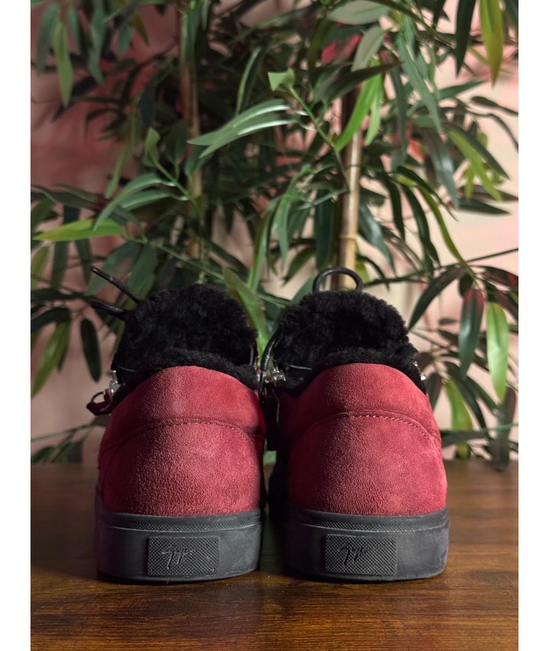 GIUSEPPE ZANOTTI DESIGN Бордовые замшевые кроссовки, фото 4