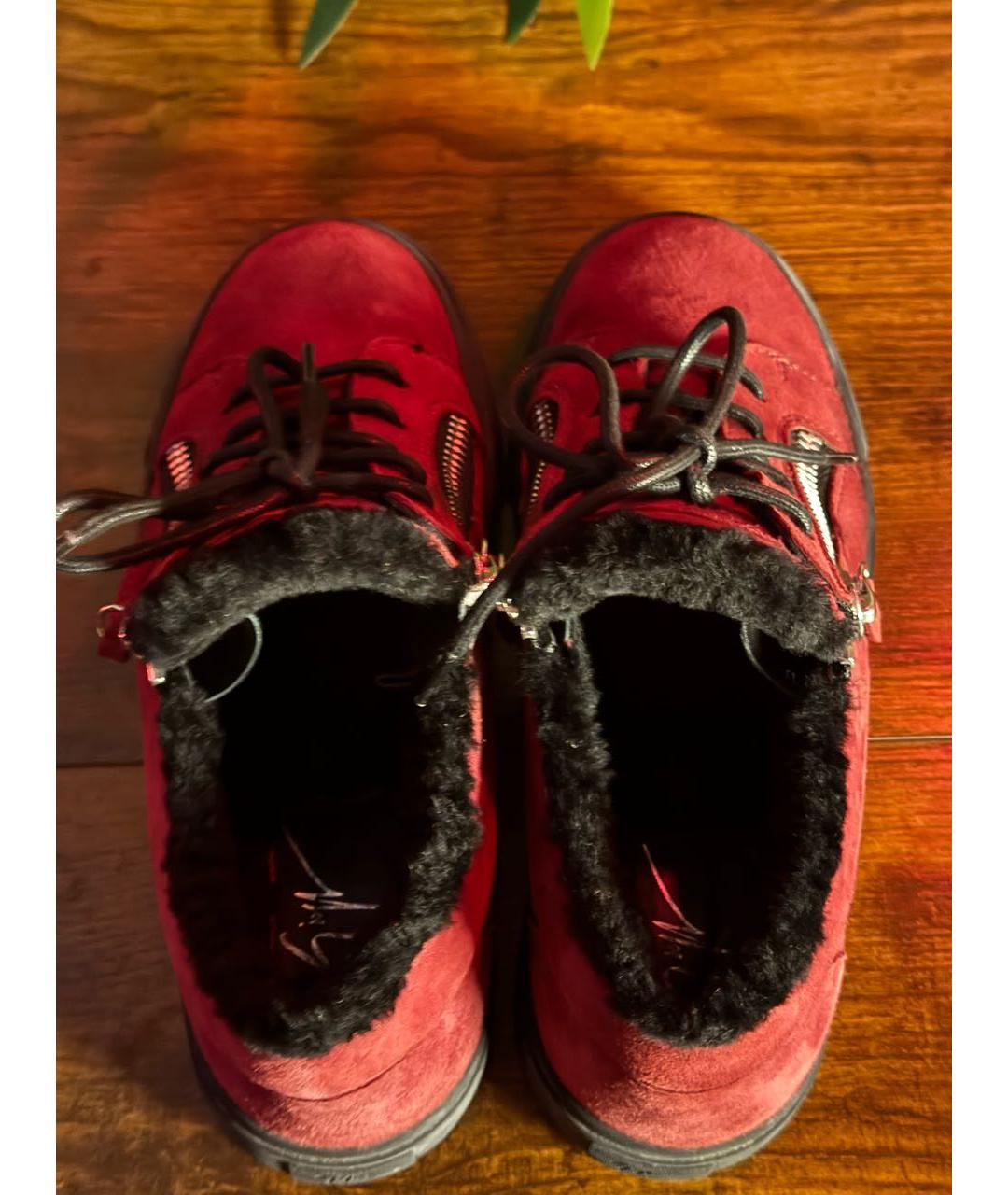GIUSEPPE ZANOTTI DESIGN Бордовые замшевые кроссовки, фото 3
