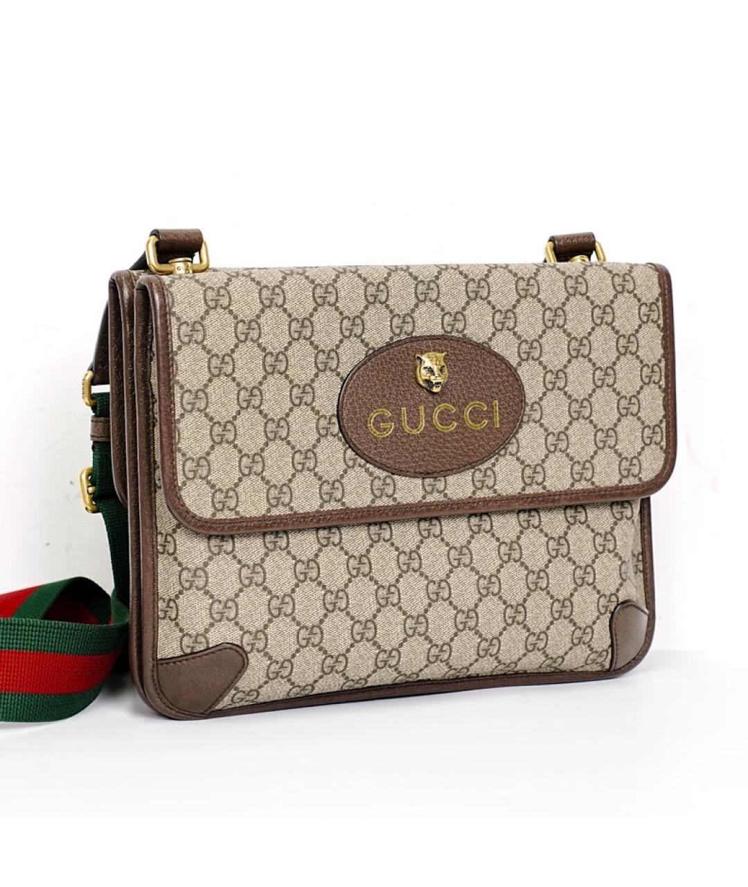 GUCCI Бежевая кожаная сумка на плечо, фото 2