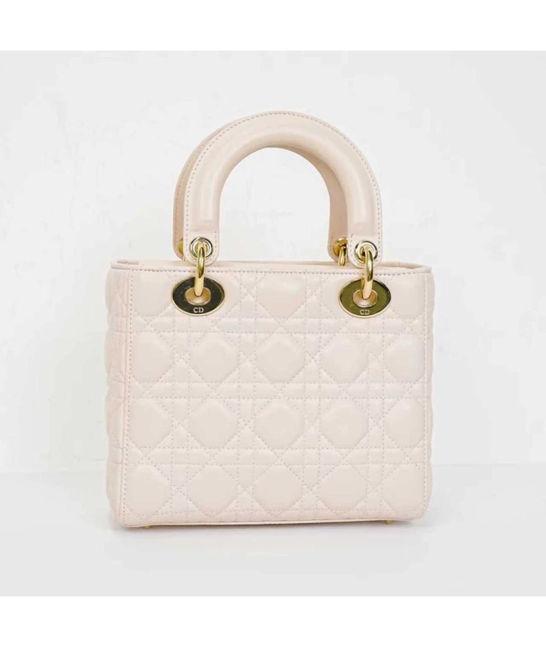 CHRISTIAN DIOR Розовая кожаная сумка с короткими ручками, фото 3