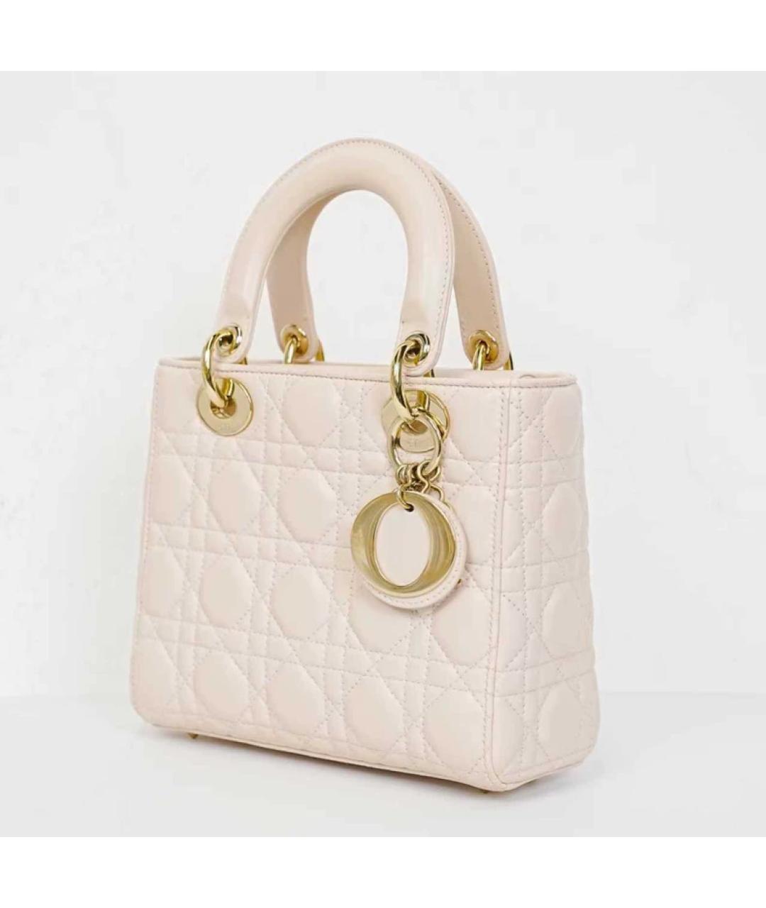 CHRISTIAN DIOR Розовая кожаная сумка с короткими ручками, фото 6