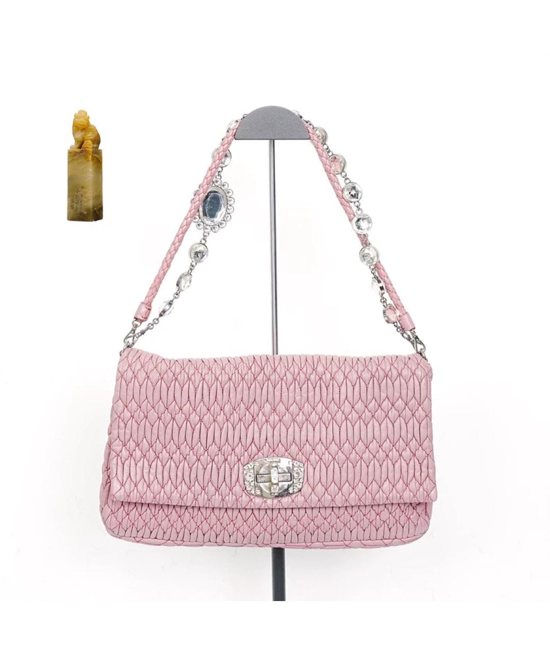 MIU MIU Розовая кожаная сумка через плечо, фото 9