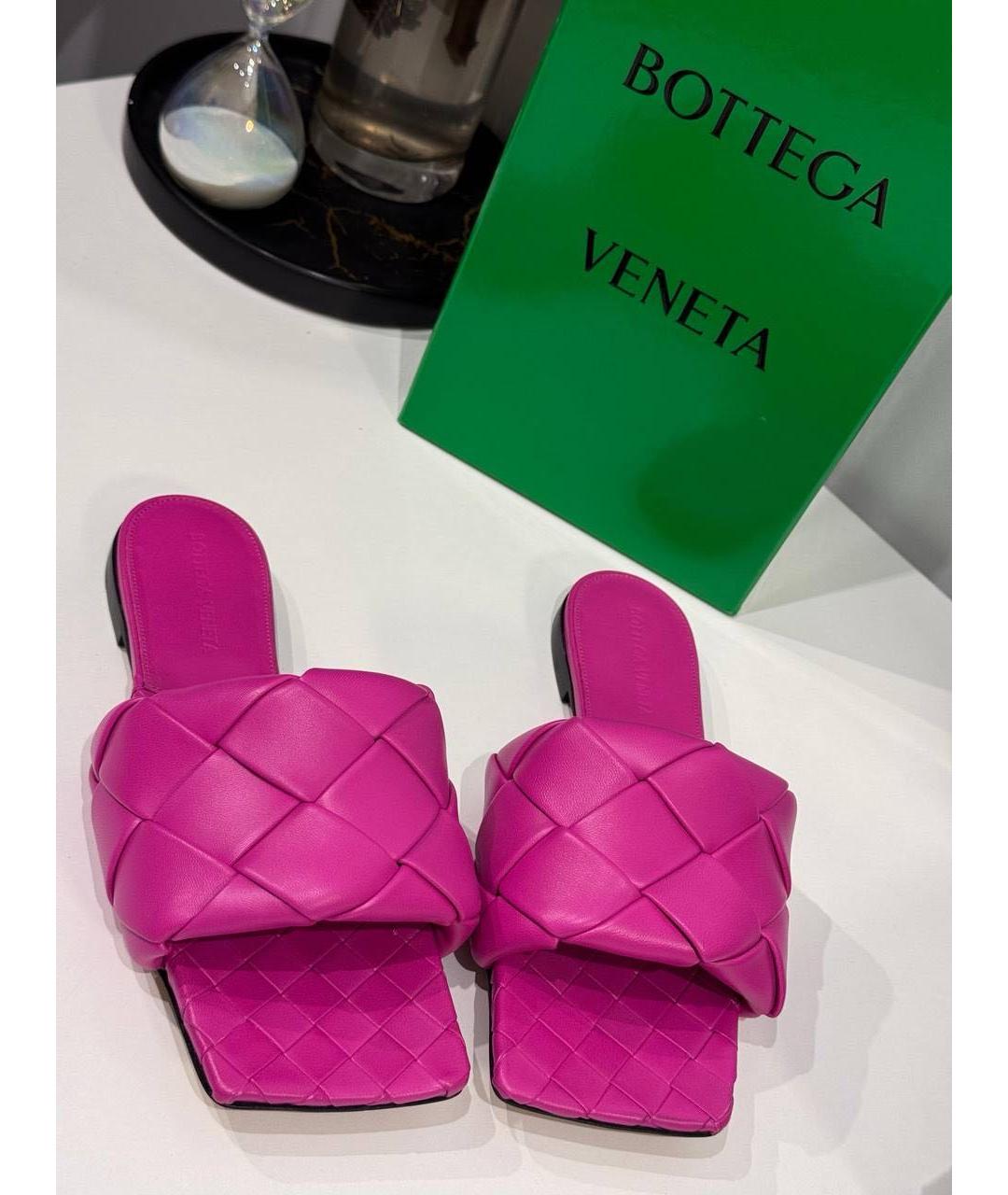 BOTTEGA VENETA Фуксия кожаные шлепанцы, фото 2