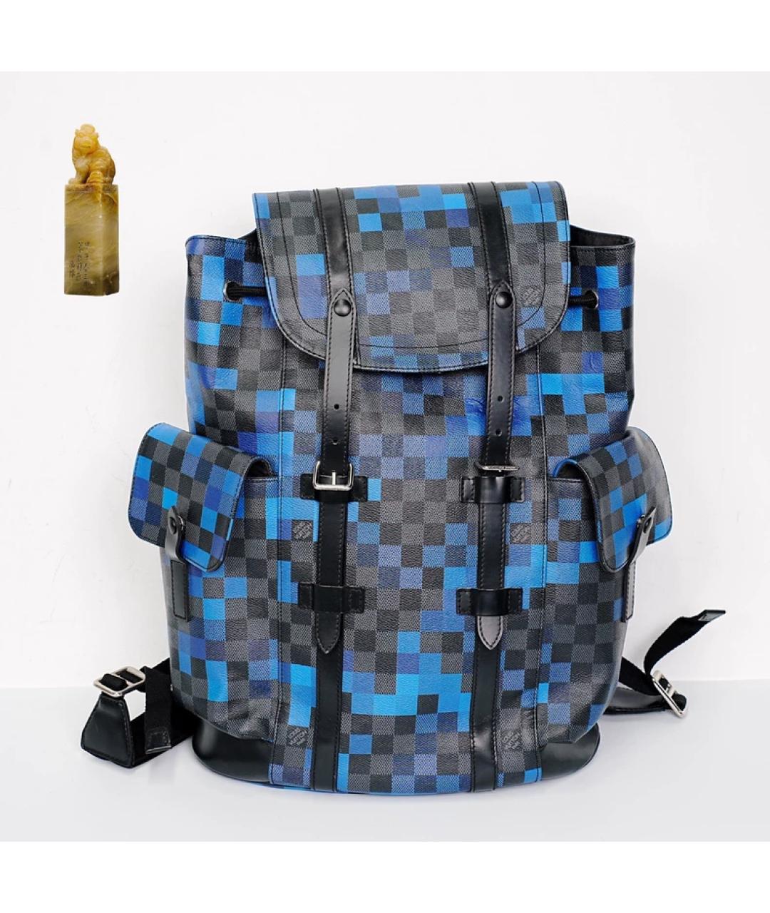 LOUIS VUITTON Темно-синий кожаный рюкзак, фото 9