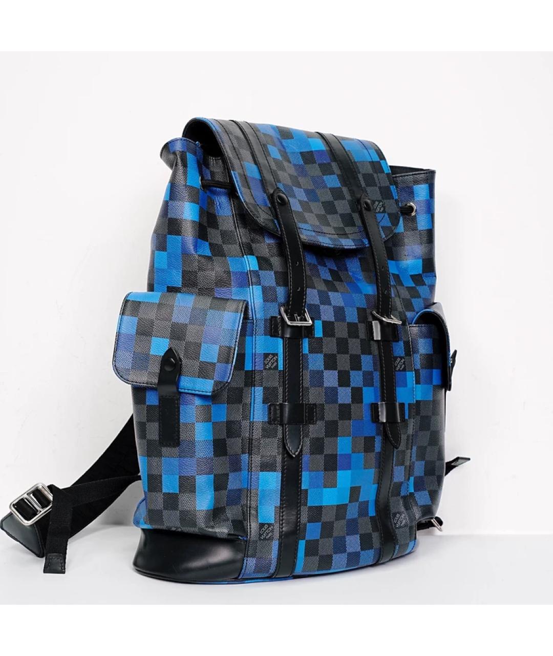 LOUIS VUITTON Темно-синий кожаный рюкзак, фото 2