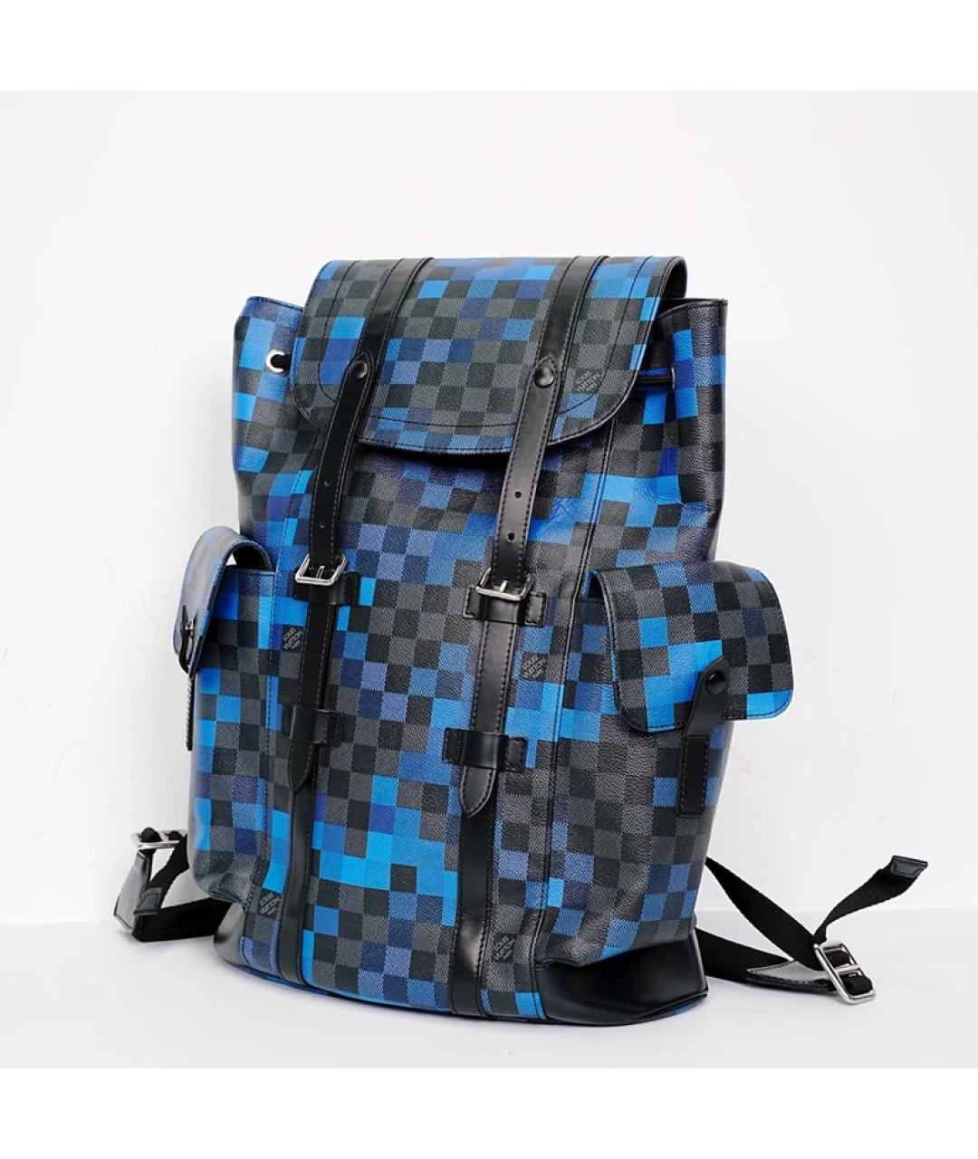 LOUIS VUITTON Темно-синий кожаный рюкзак, фото 10