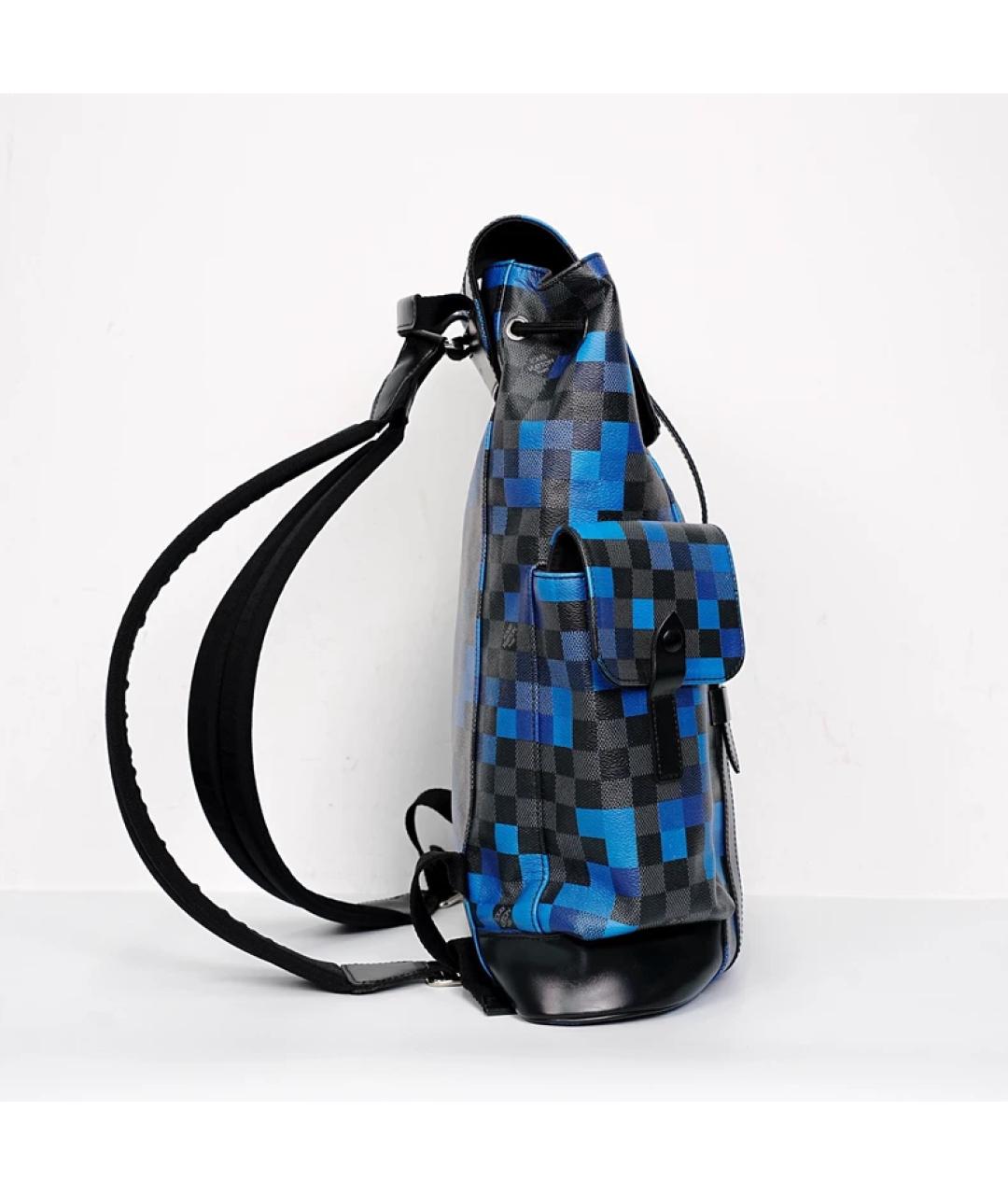 LOUIS VUITTON Темно-синий кожаный рюкзак, фото 3