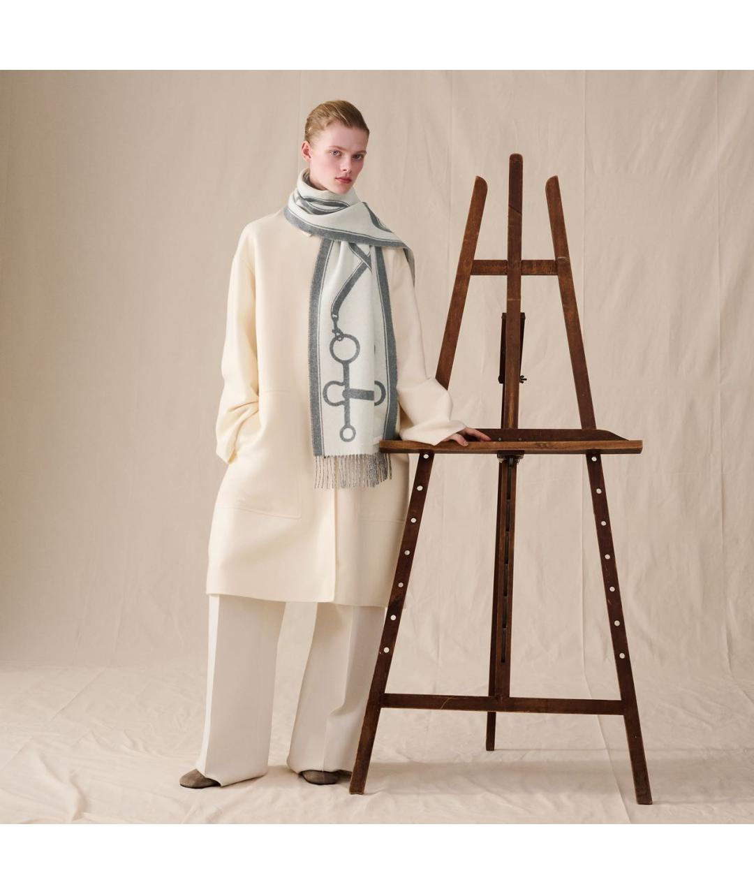 HERMES Антрацитовый кашемировый шарф, фото 3