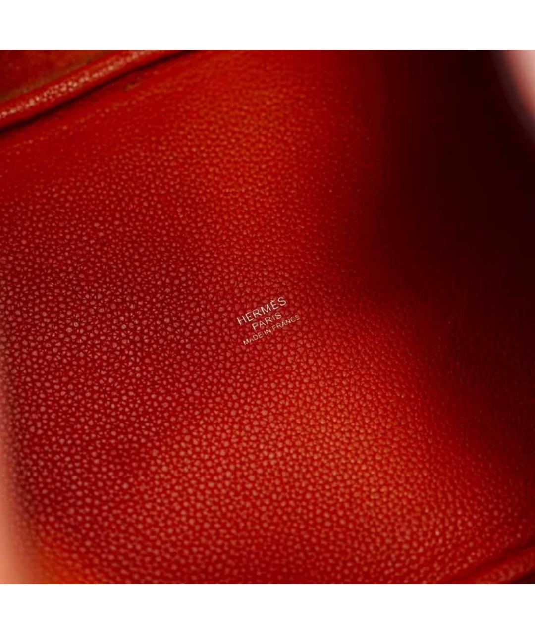 HERMES Оранжевая кожаная сумка с короткими ручками, фото 8