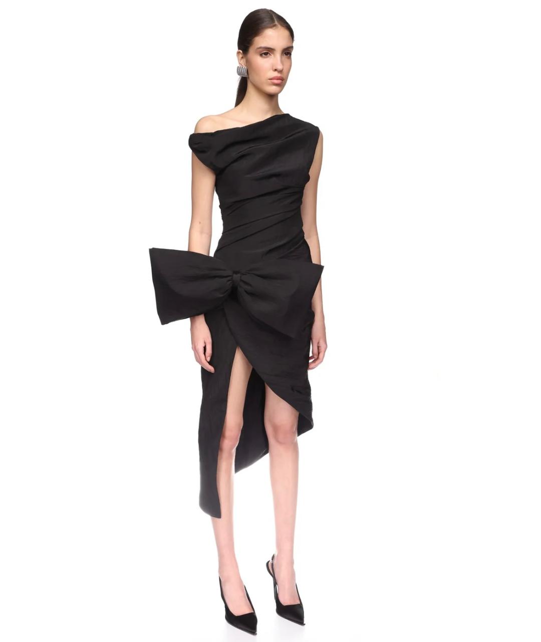 DAVID KOMA Черное вискозное коктейльное платье, фото 4