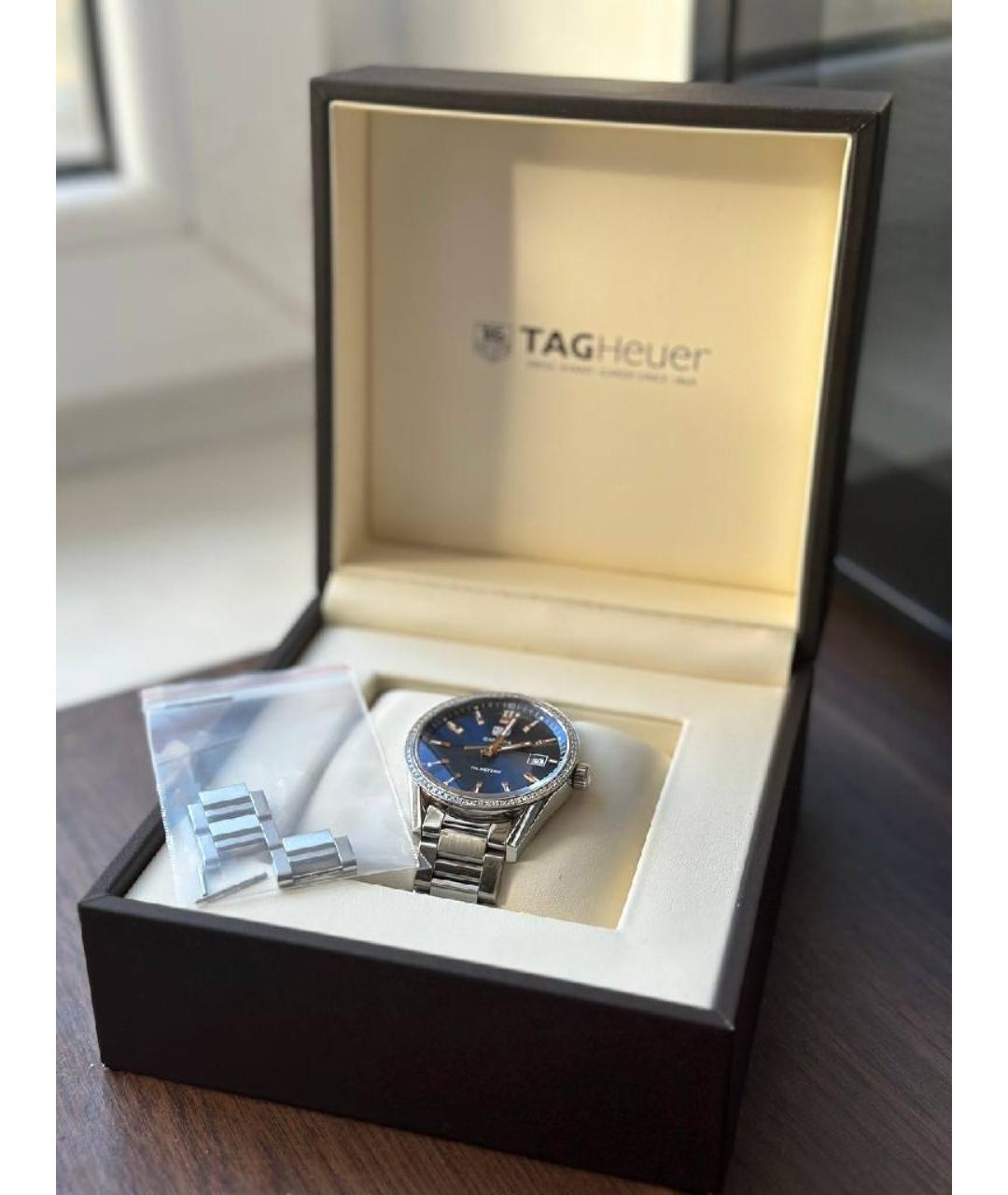 TAG HEUER Темно-синие металлические часы, фото 3