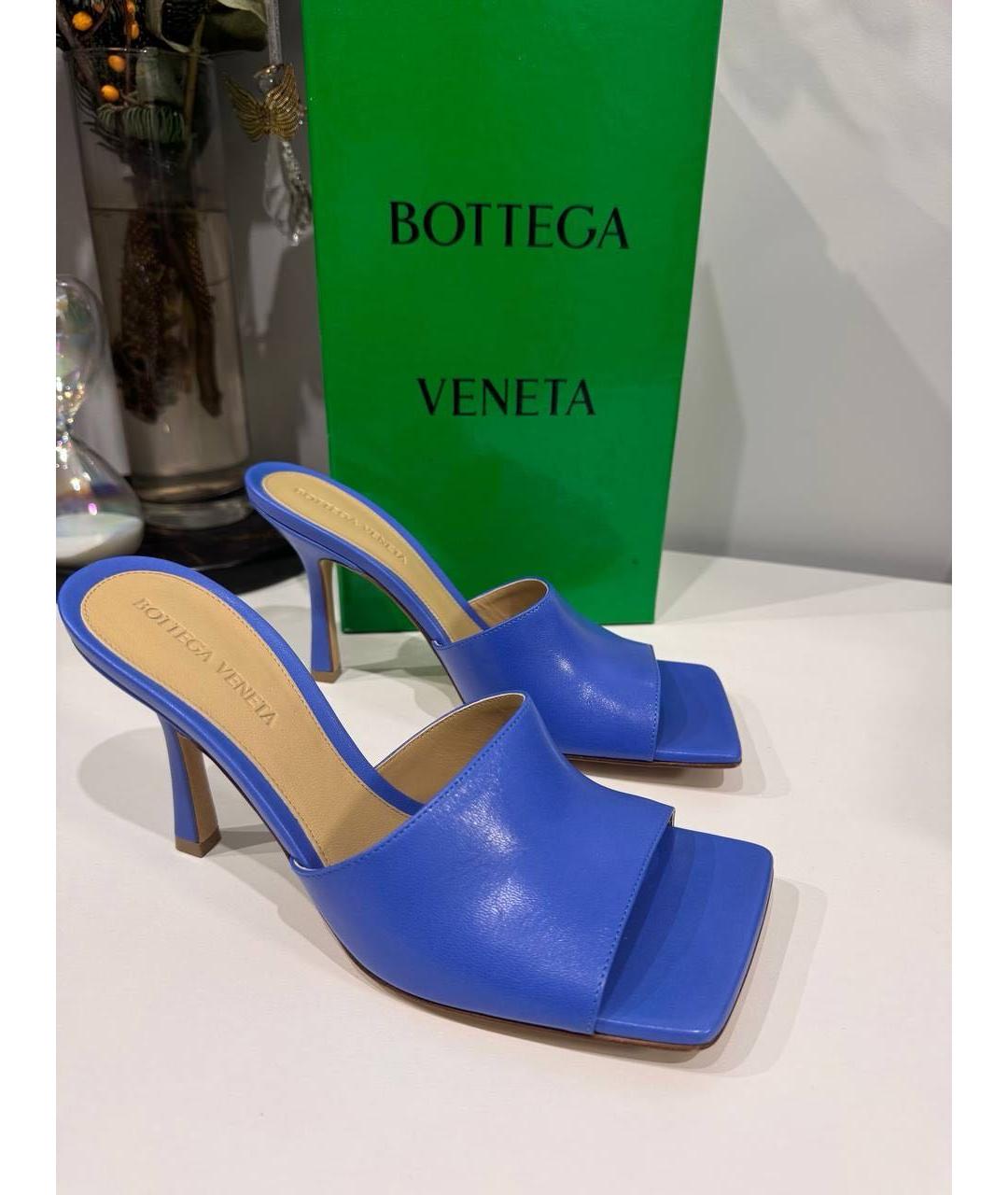 BOTTEGA VENETA Синие кожаные мюли, фото 4