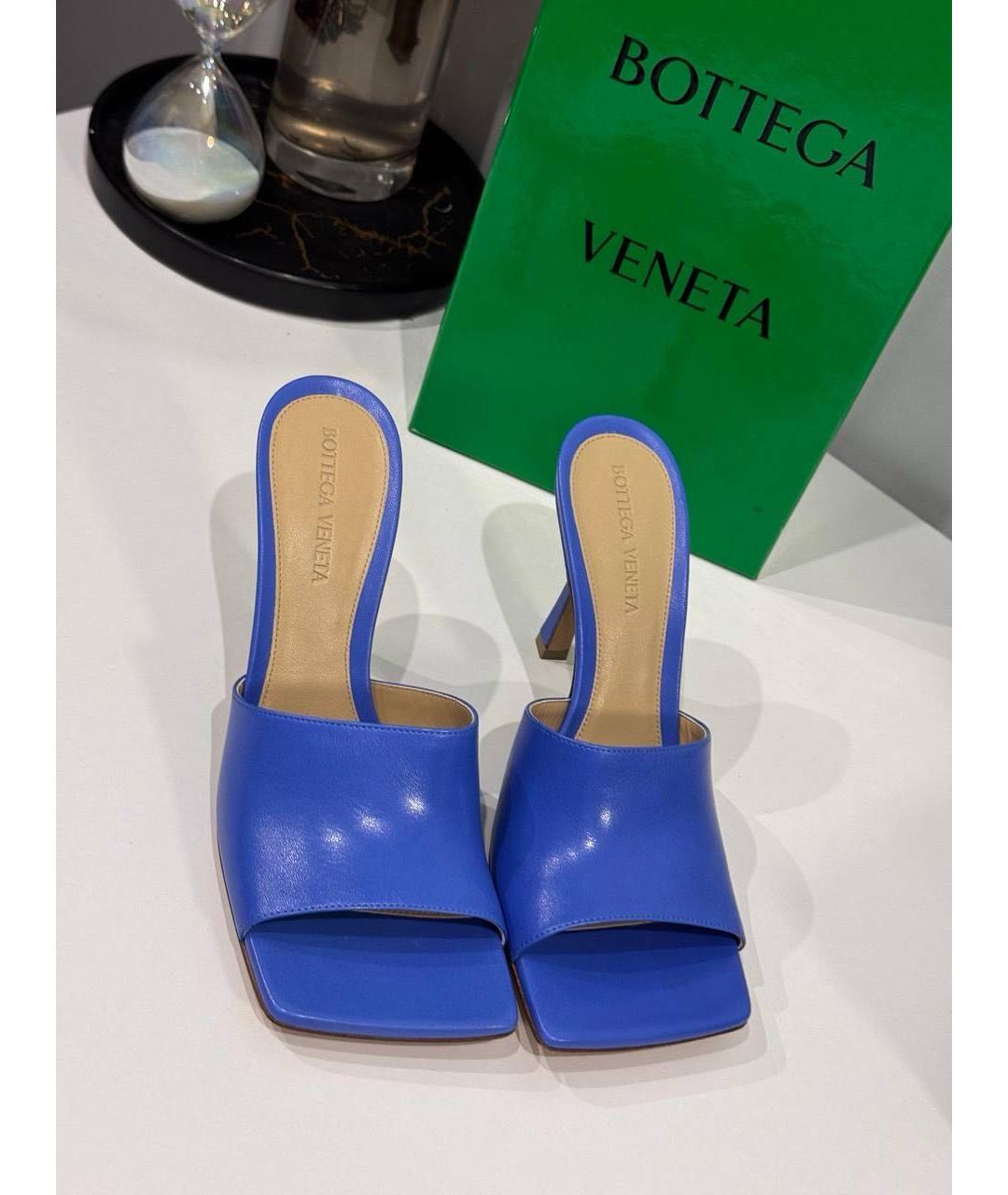 BOTTEGA VENETA Синие кожаные мюли, фото 2