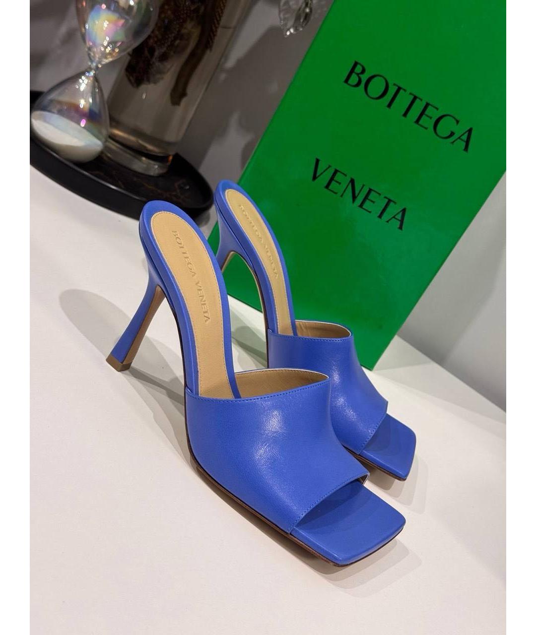 BOTTEGA VENETA Синие кожаные мюли, фото 3