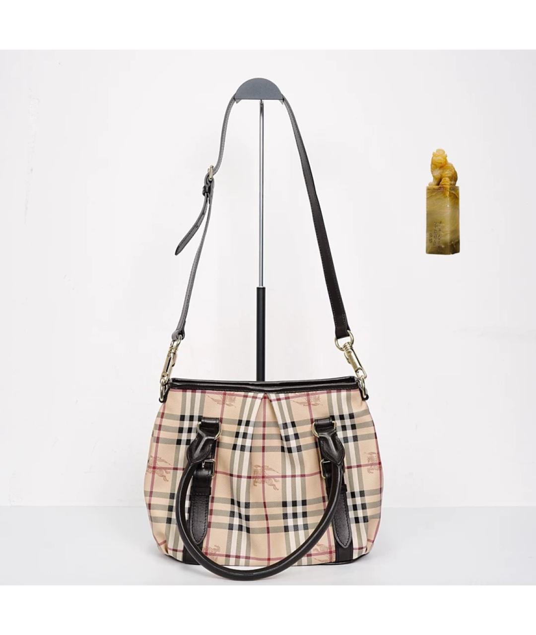 BURBERRY Бежевая тканевая сумка с короткими ручками, фото 9