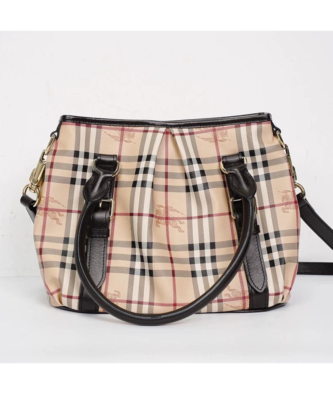 BURBERRY Бежевая тканевая сумка с короткими ручками, фото 4