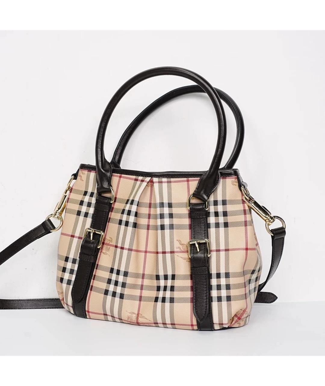 BURBERRY Бежевая тканевая сумка с короткими ручками, фото 2