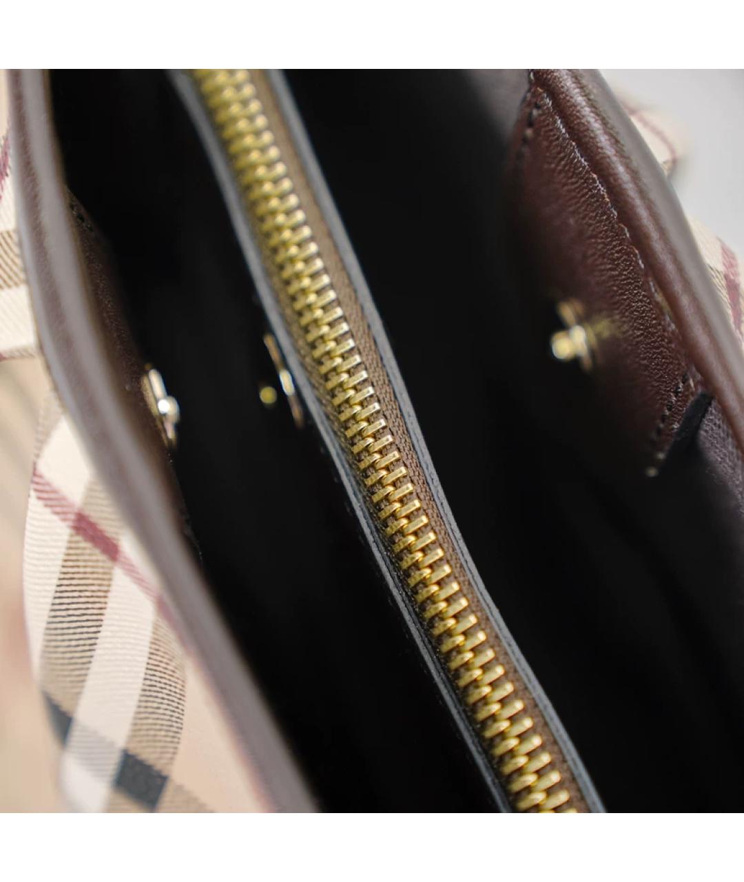 BURBERRY Бежевая тканевая сумка с короткими ручками, фото 8