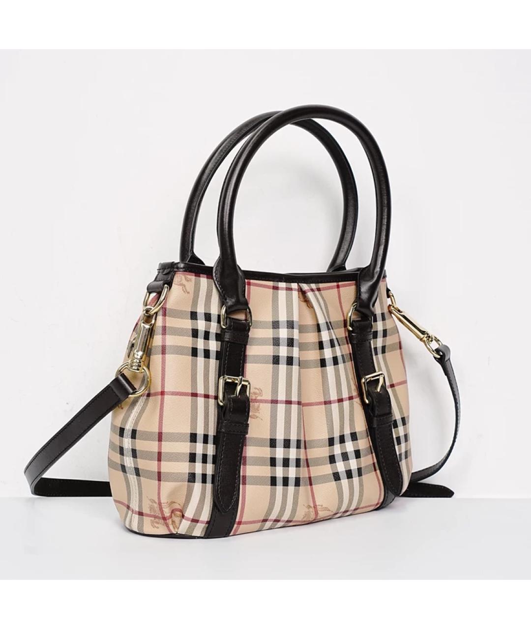 BURBERRY Бежевая тканевая сумка с короткими ручками, фото 3