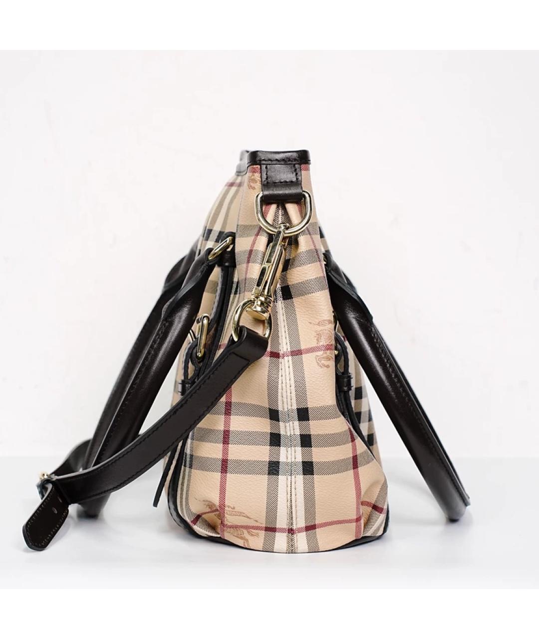 BURBERRY Бежевая тканевая сумка с короткими ручками, фото 6