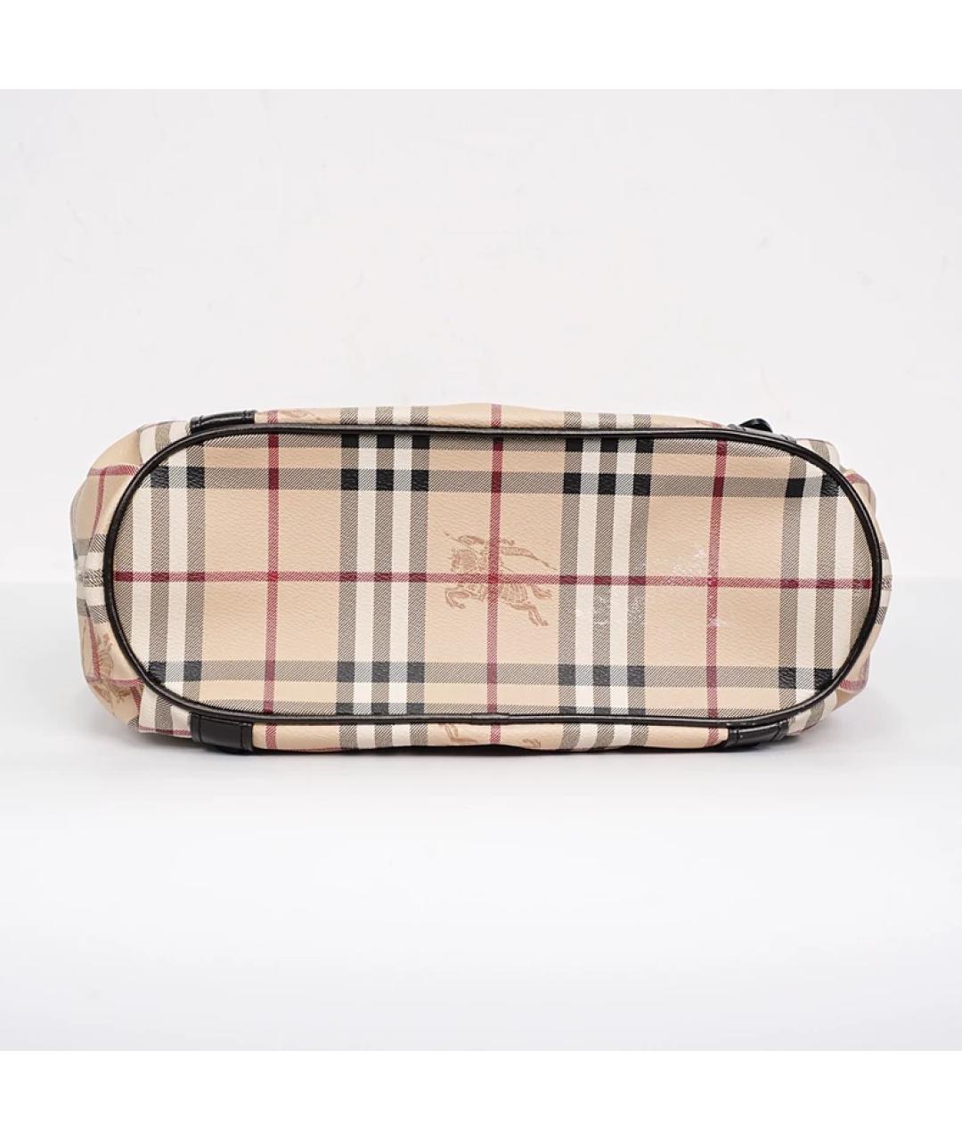 BURBERRY Бежевая тканевая сумка с короткими ручками, фото 5