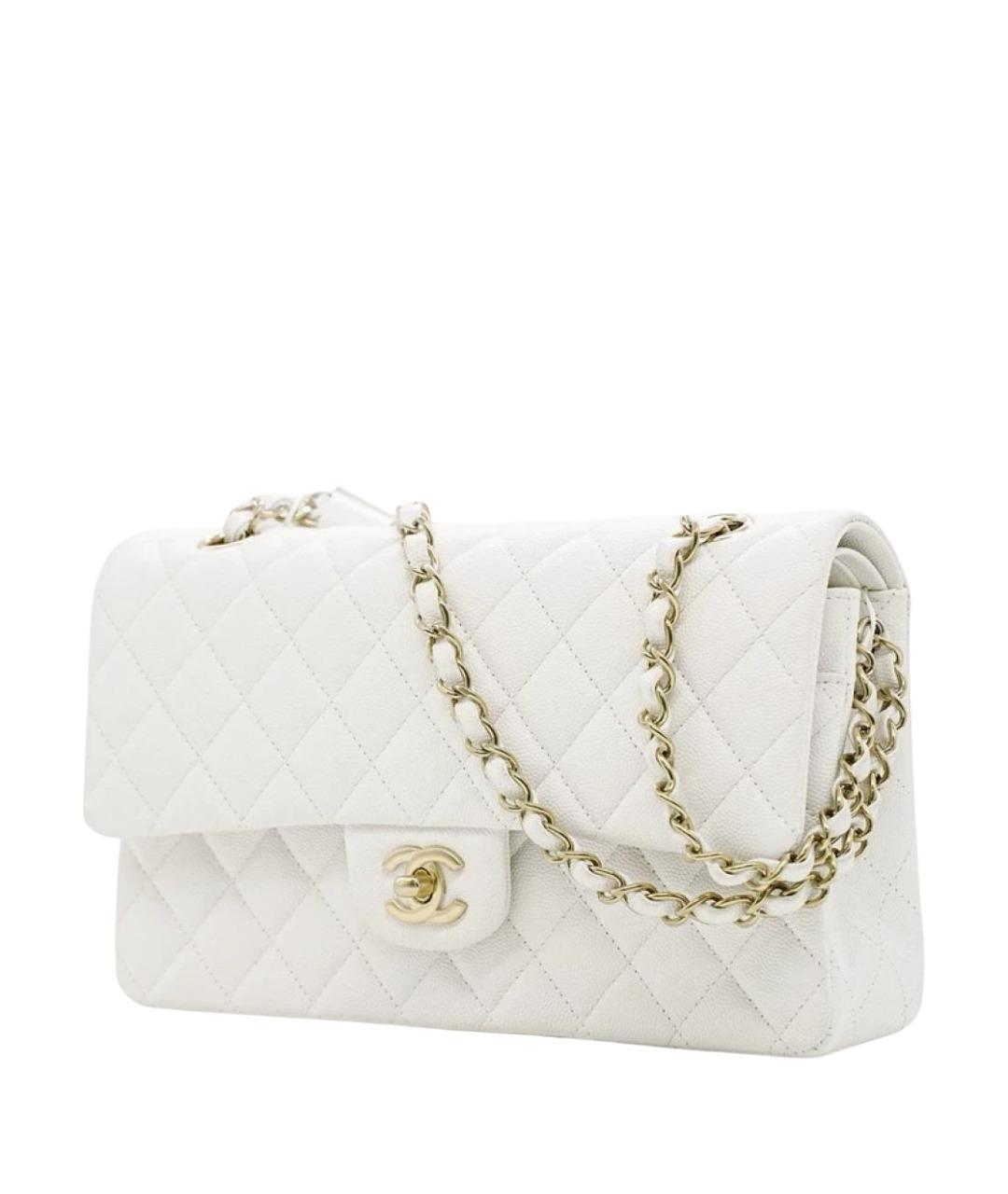 CHANEL Белая кожаная сумка с короткими ручками, фото 1