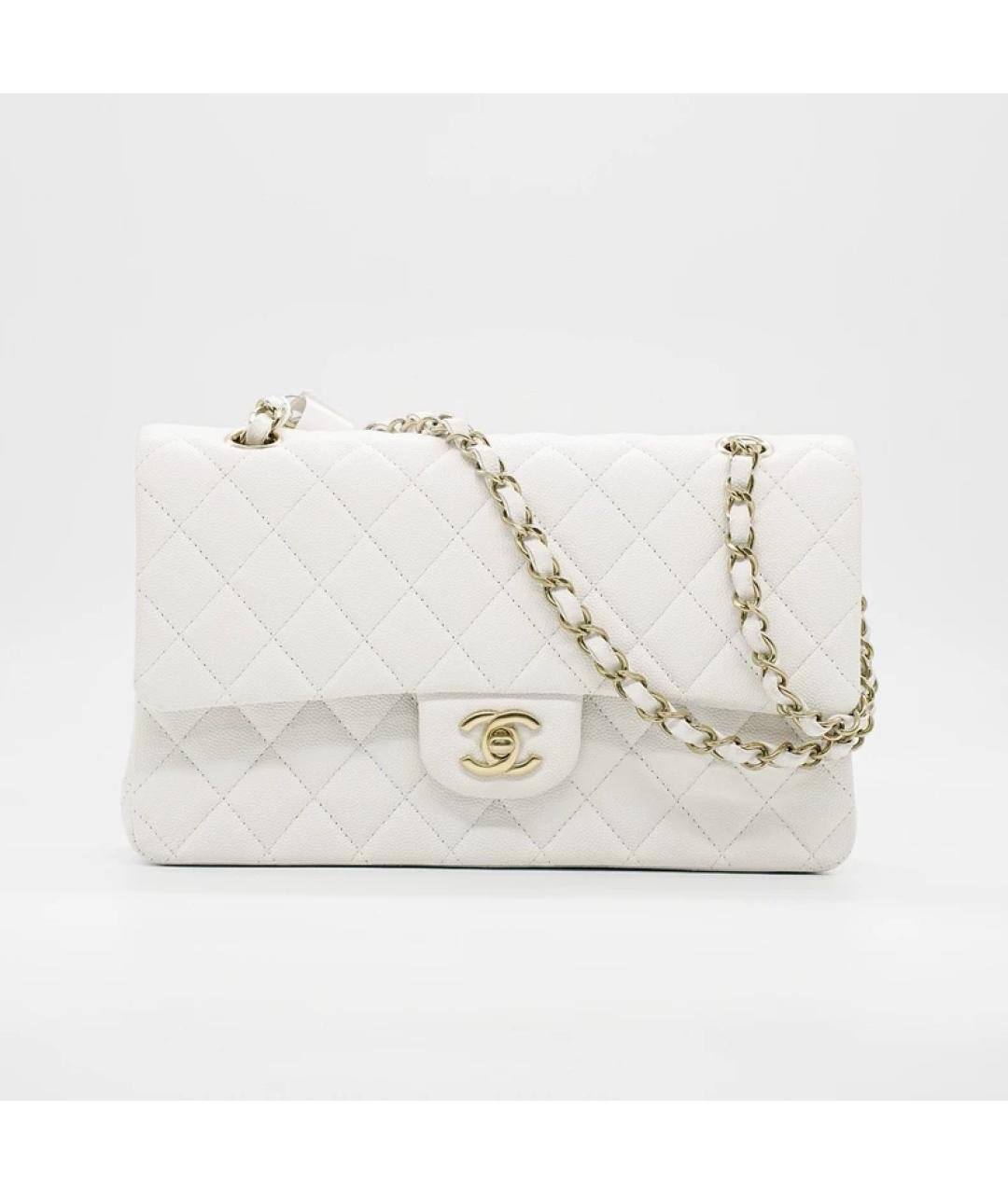 CHANEL Белая кожаная сумка с короткими ручками, фото 8