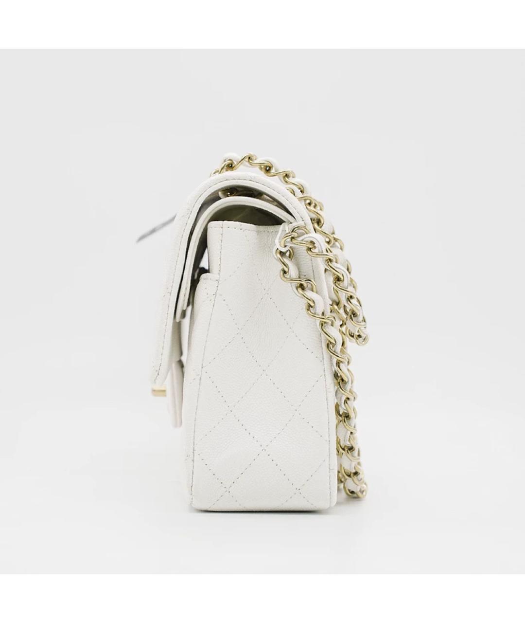 CHANEL Белая кожаная сумка с короткими ручками, фото 5