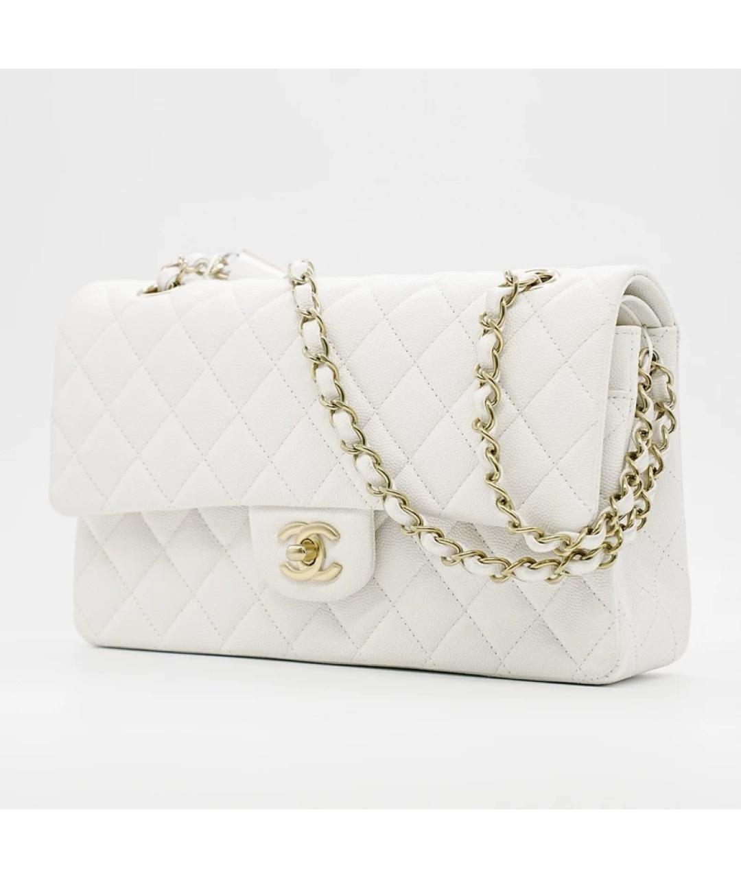 CHANEL Белая кожаная сумка с короткими ручками, фото 10