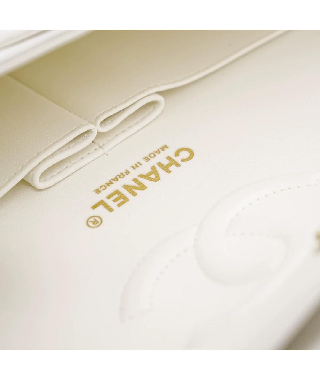 CHANEL Белая кожаная сумка с короткими ручками, фото 7