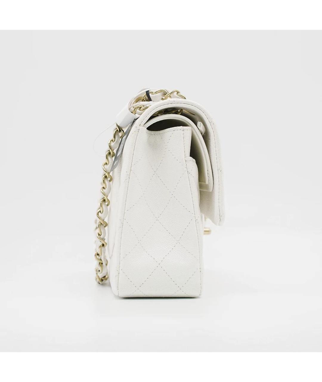 CHANEL Белая кожаная сумка с короткими ручками, фото 3