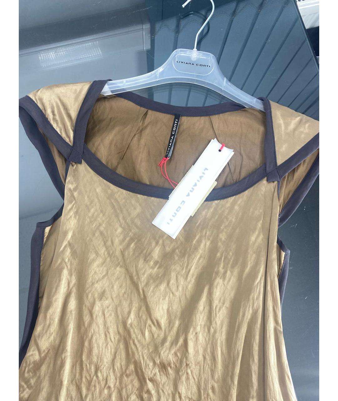 LIVIANA CONTI Золотое полиэстеровое платье, фото 3