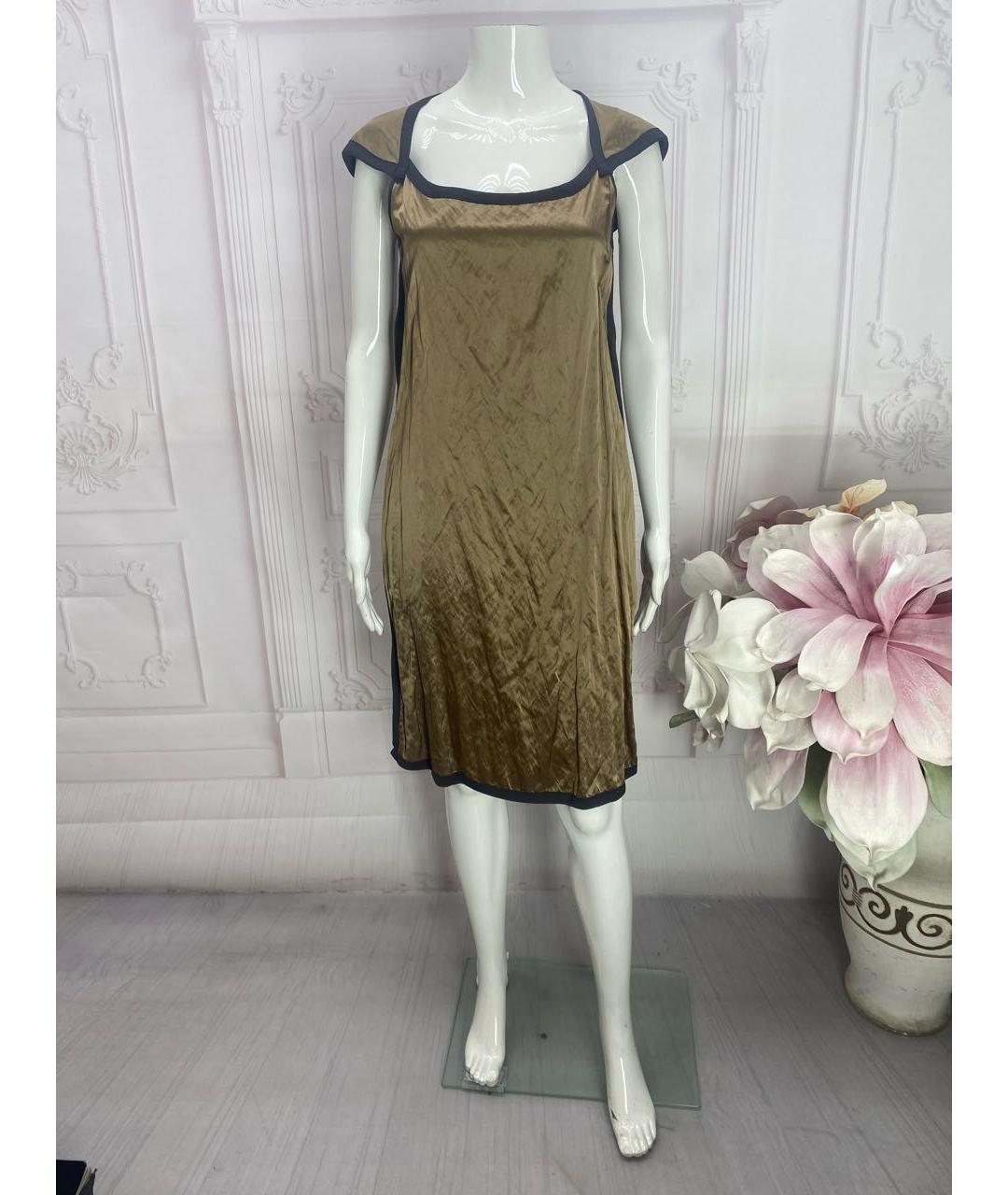 LIVIANA CONTI Золотое полиэстеровое платье, фото 6