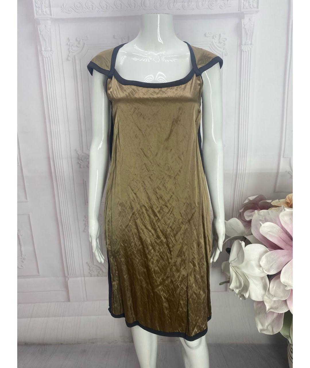 LIVIANA CONTI Золотое полиэстеровое платье, фото 5