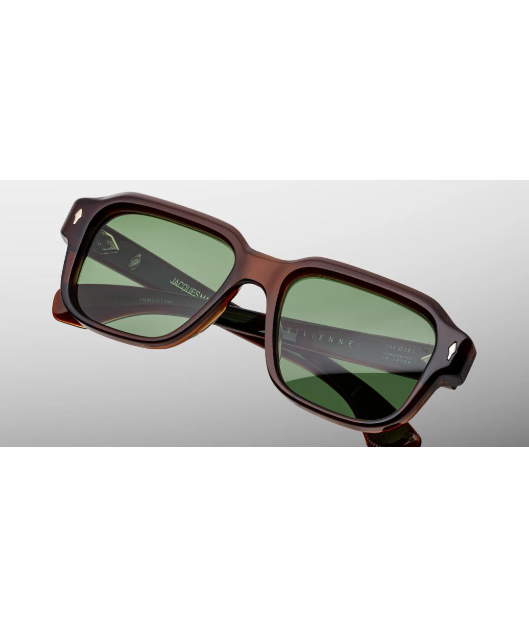 JACQUES MARIE MAGE Коричневые пластиковые солнцезащитные очки, фото 3